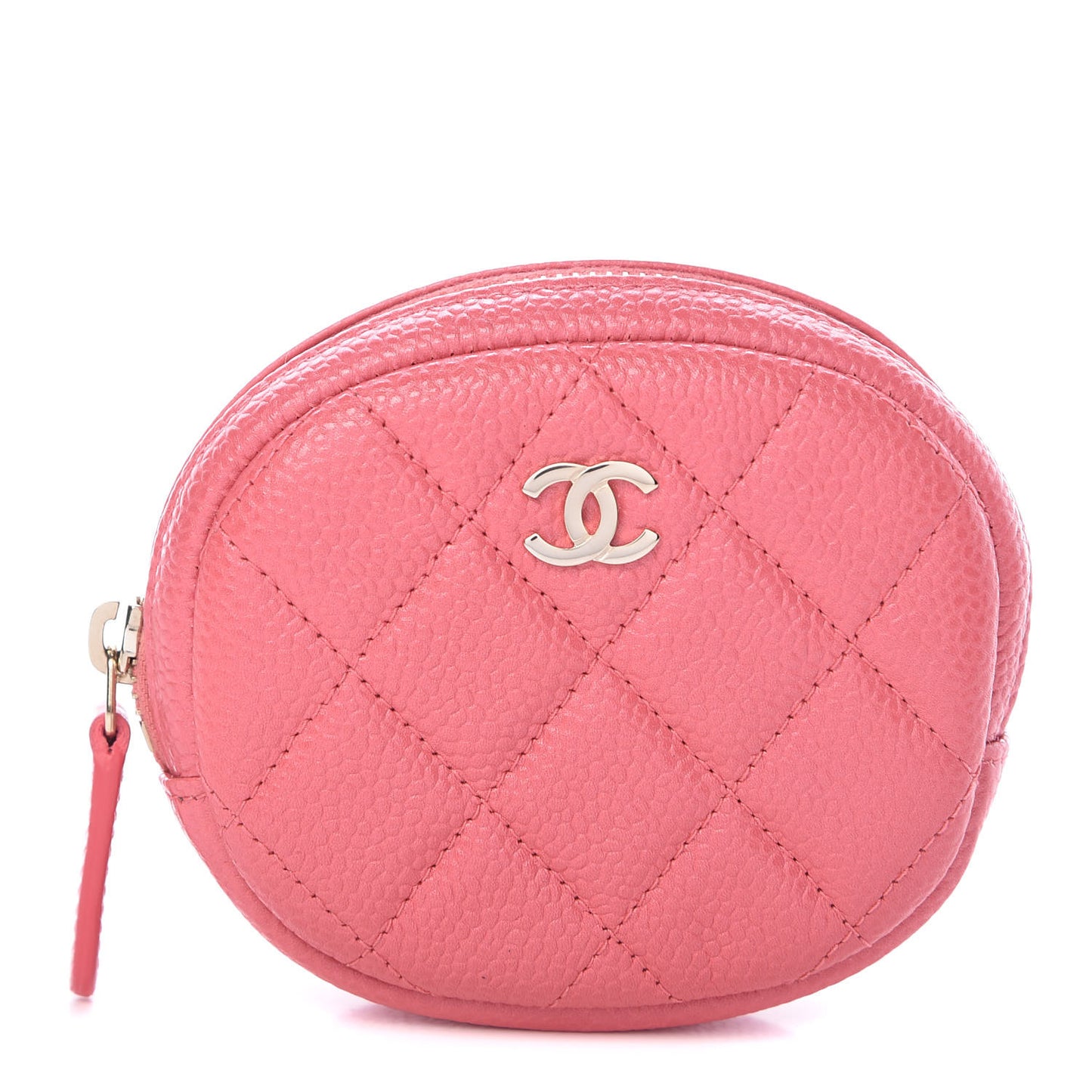 Iridescent Caviar Quilted Zip Around Classic Coin Purse Pink