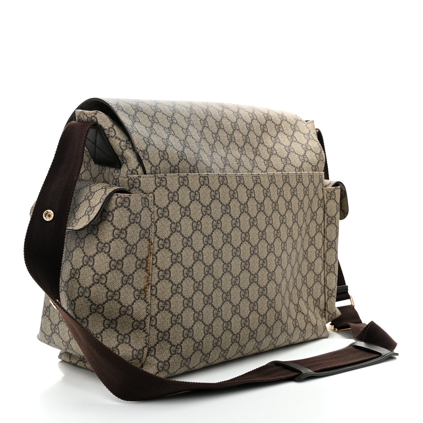 GG Plus Monogram Messenger Diaper Bag Dark Brown