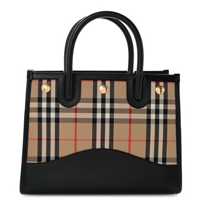 Burberry Calfskin House Check Mini Two Handle Title Bag Black 1 of 12