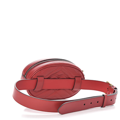 Gucci Calfskin Matelasse GG Marmont Belt Bag 85 34 Hibiscus Red 3 of 10