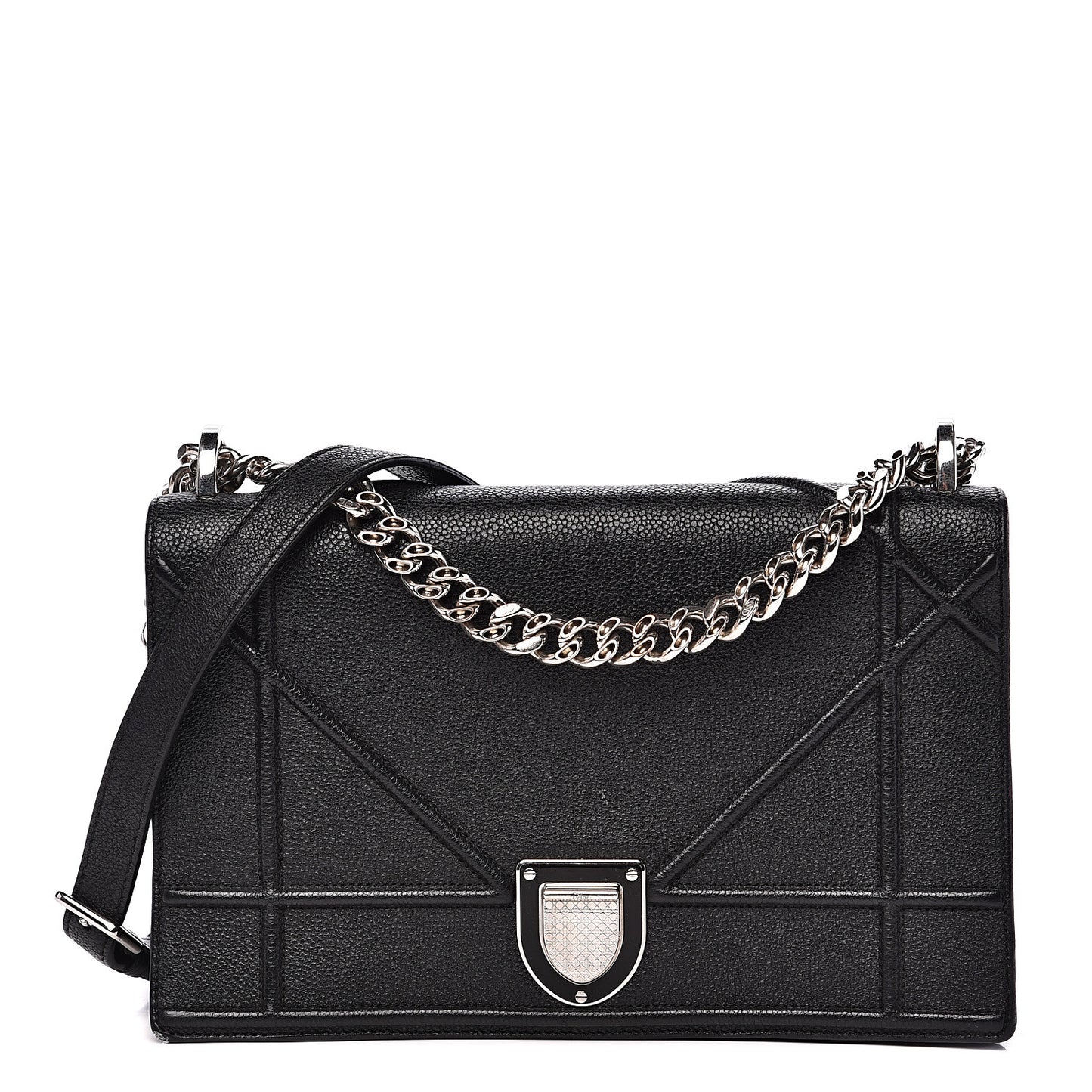 Grained Calfskin Medium Diorama Flap Bag Black