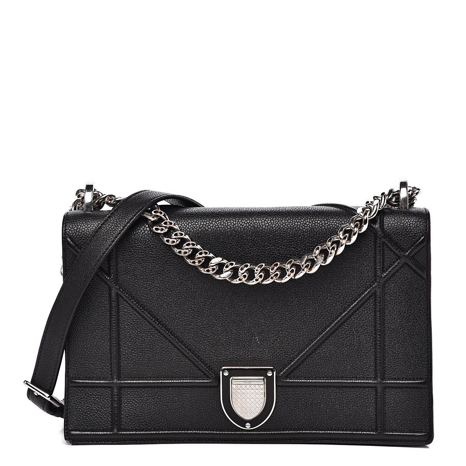 Christian Dior Grained Calfskin Medium Diorama Flap Bag Black 1 of 18