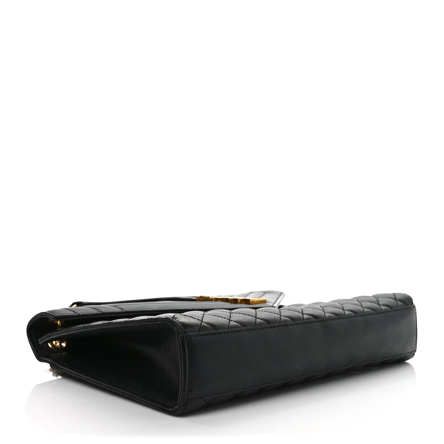 Saint Laurent Grain De Poudre Textured Mixed Matelasse Large Triquilt Monogram Satchel Black 4 of 10