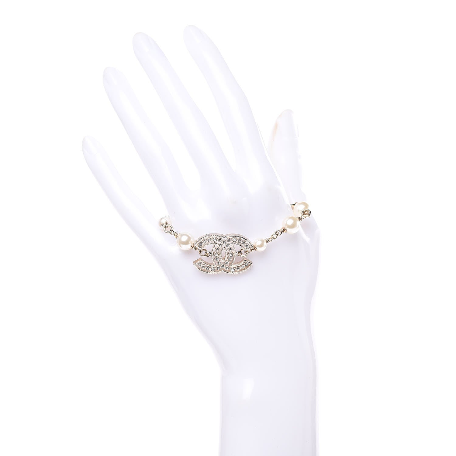 Chanel Pearl Crystal CC Bracelet Gold 2 of 4