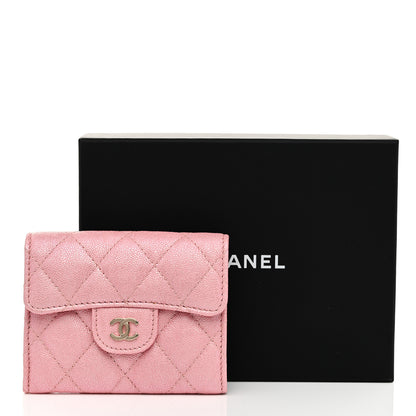 Chanel Iridescent Caviar Flap Quilted Card Holder Wallet Pink 8 of 8