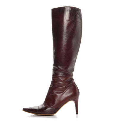 Gucci Stivale Calfskin Shade Pointed Toe Knee High Boots 8 Rosewood 1 of 15