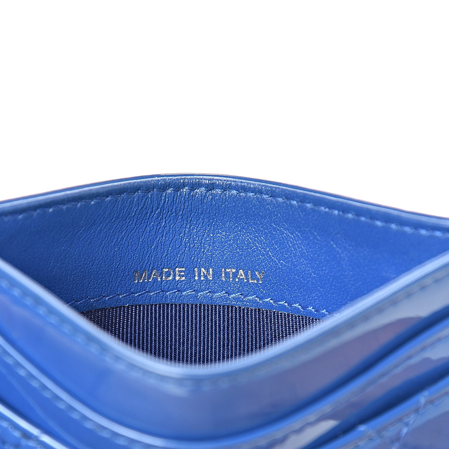 Patent Quilted Card Holder Blue