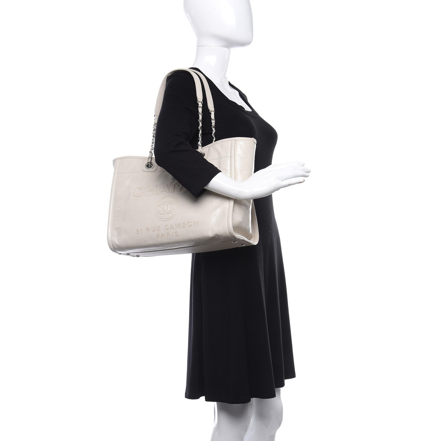 Glazed Calfskin Small Deauville Tote Light Pink