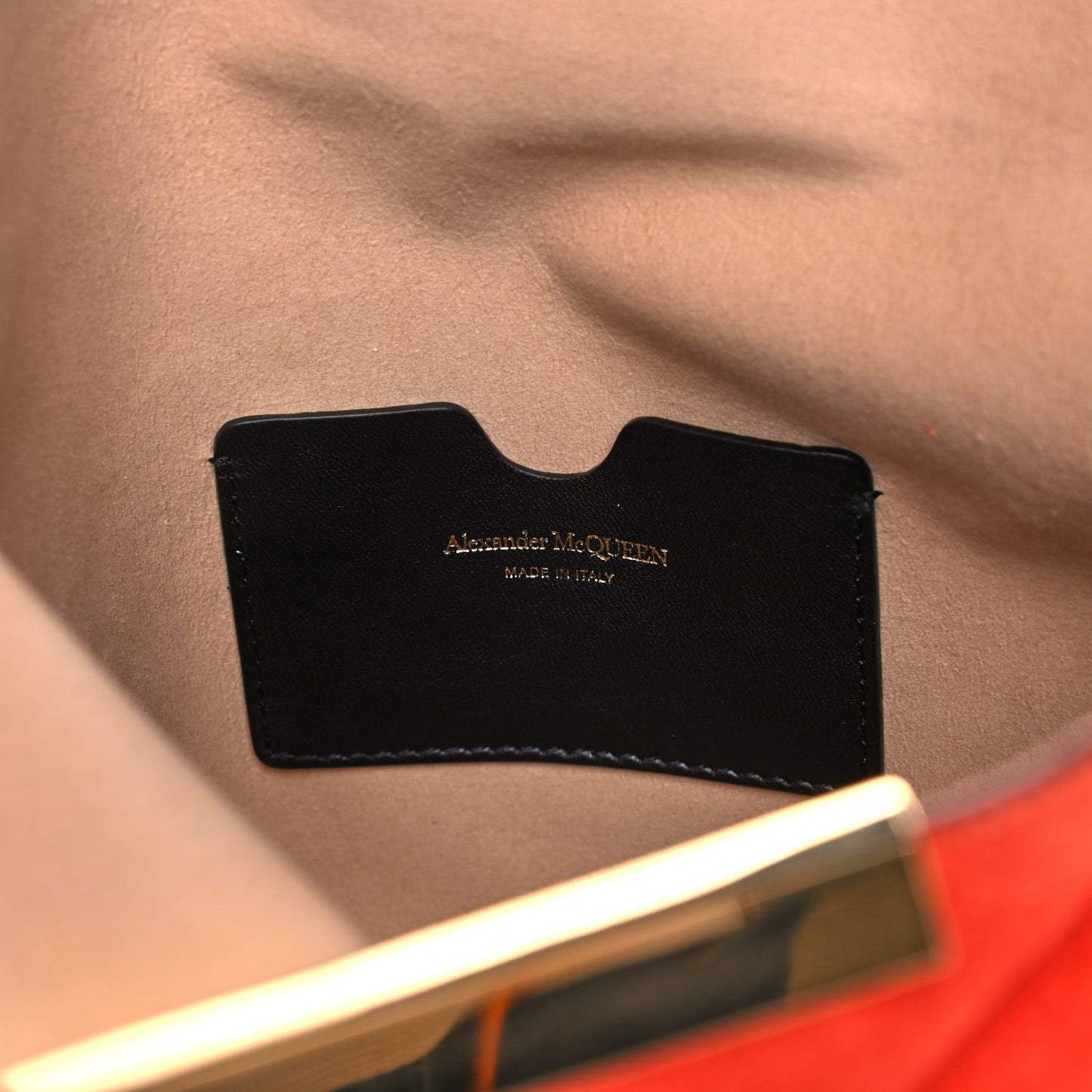 Suede Skull Knuckle Clutch Orange