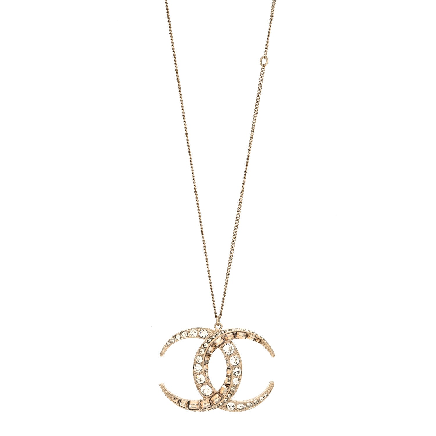 Chanel Baguette Crystal Moon CC Necklace Gold 1 of 5