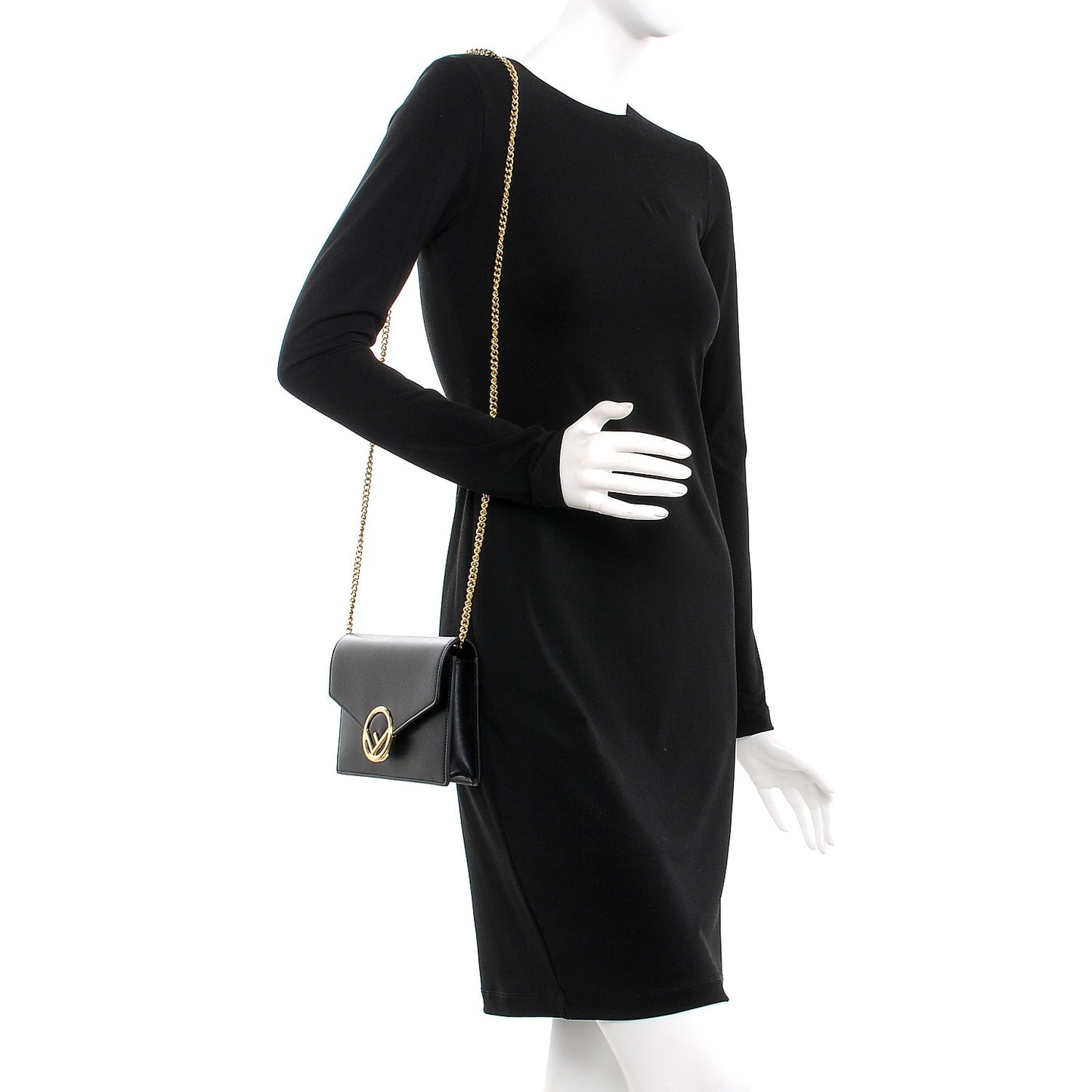Vitello Liberty Lucido F is Fendi Medium Envelope Wallet on Chain Black