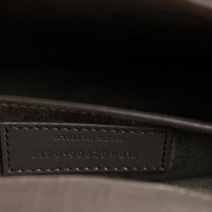 Saint Laurent Calfskin Crocodile Embossed Medium Monogram Sunset Fog 7 of 14