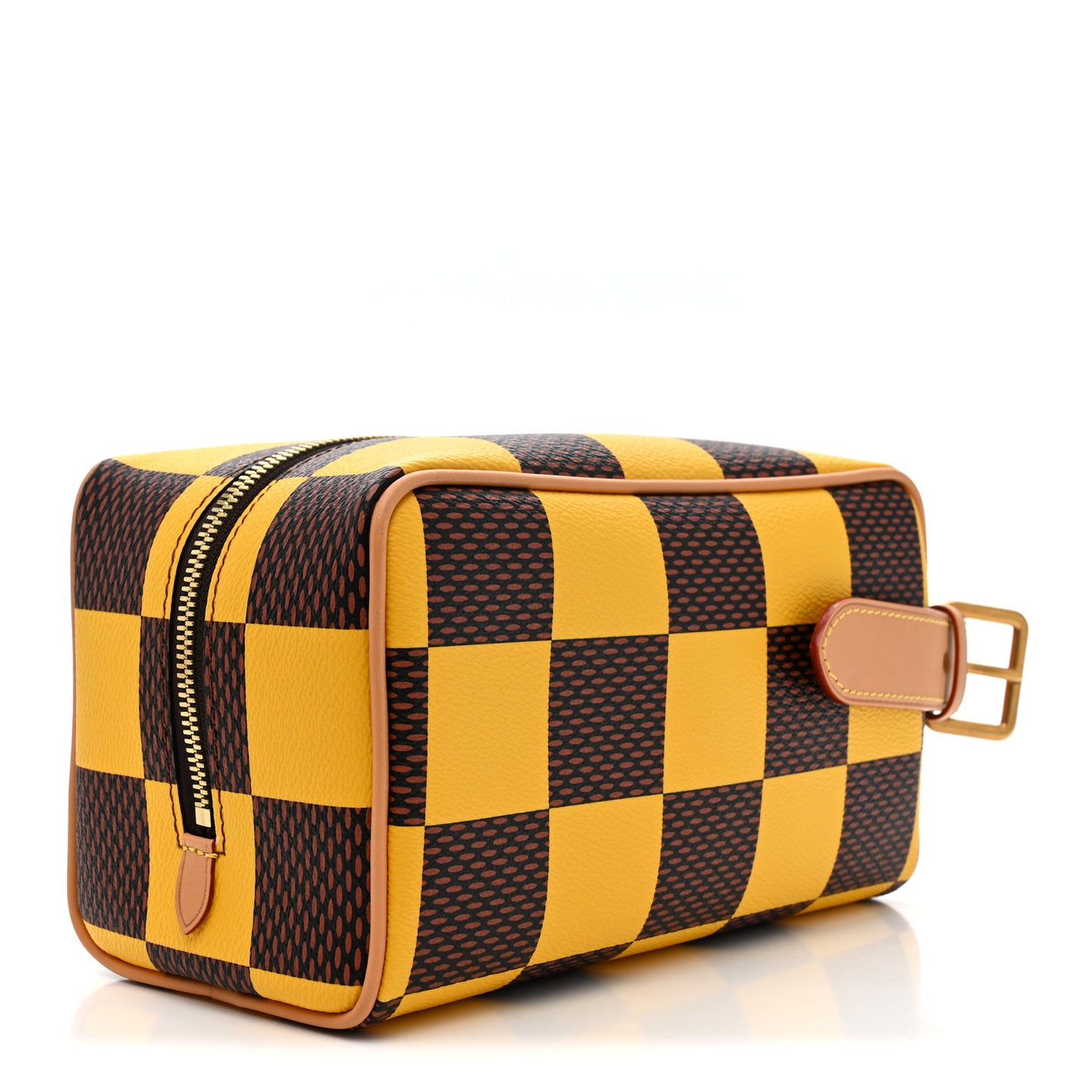 Damier Pop Dopp Kit Toilet Pouch Jaune Mat