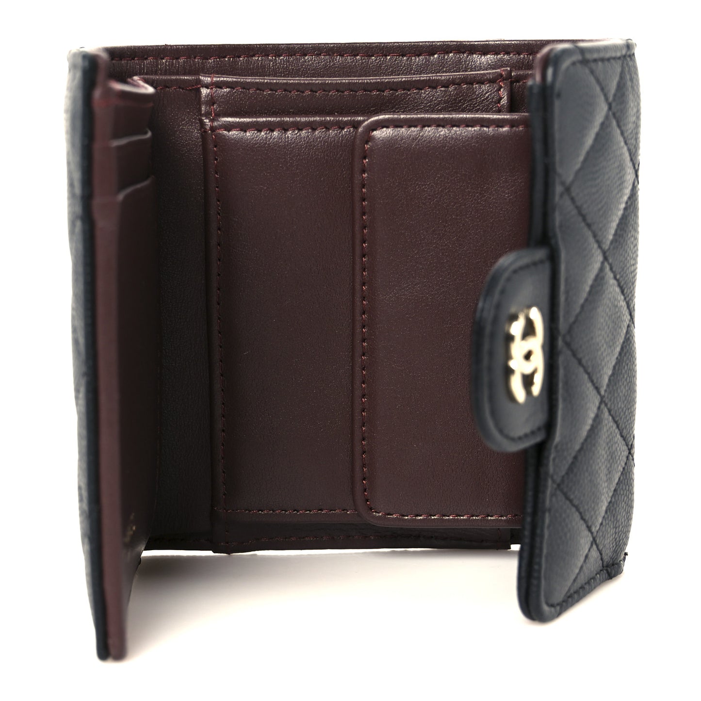 Caviar Quilted Compact Flap Wallet Black