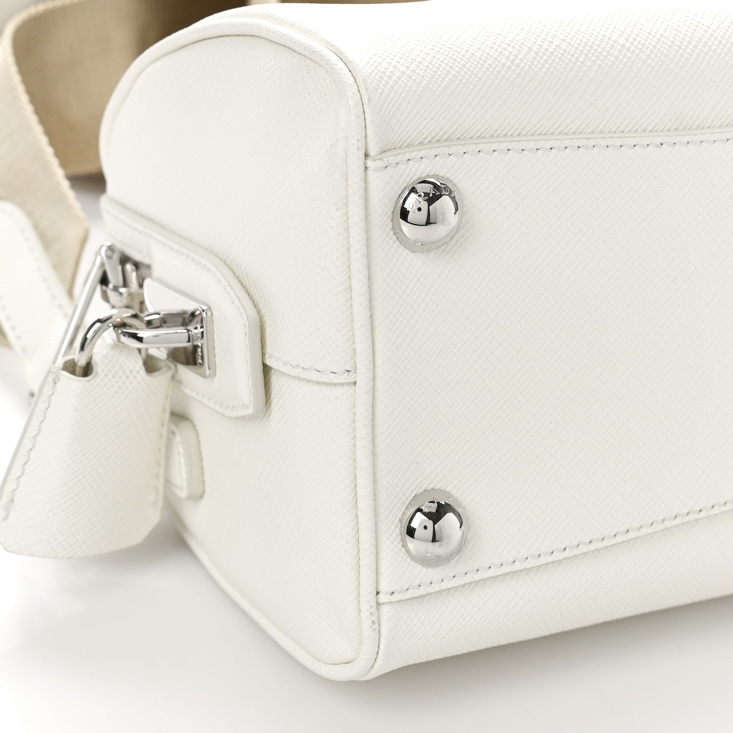 Prada Saffiano Lux Top Handle Crossbody Bag White 7 of 8