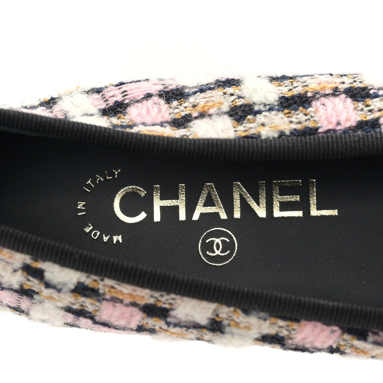 Chanel Wool Cotton Tweed Corduroy Cap Toe Ballerina Flats 38 Black Multicolor 7 of 9