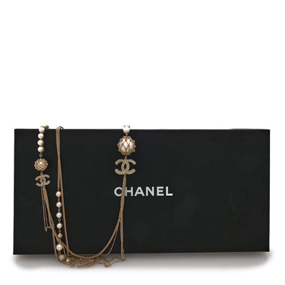 Chanel Pearl Caged CC Multi Strand Long Necklace Gold 5 of 5