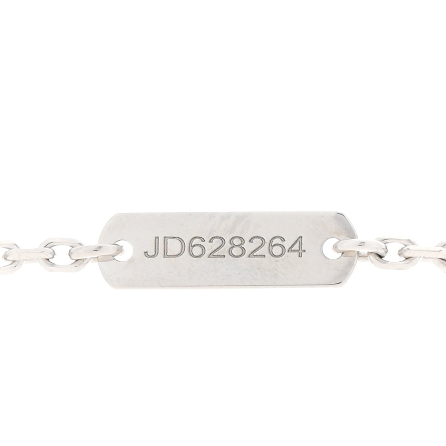 18K White Gold Guilloche Vintage Alhambra Pendant Necklace