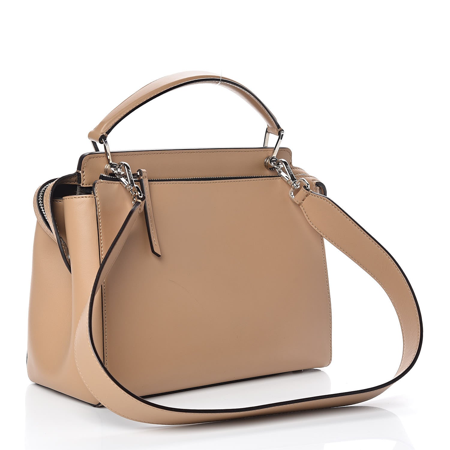 Fendi Vitello Baltico Dolce Shiny Nappa Lace Up DotCom Satchel Cuoio Ceruleo 3 of 10