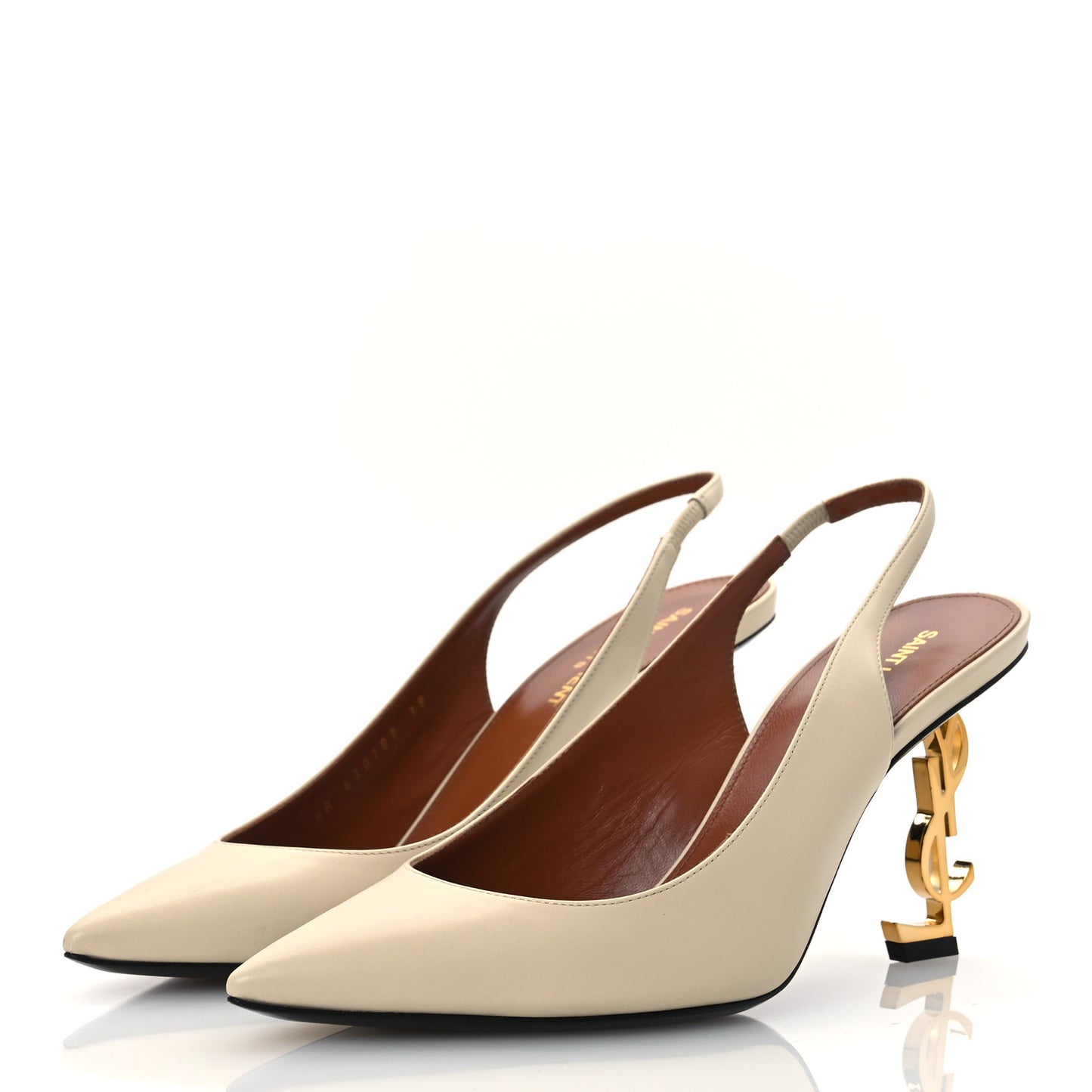 Calfskin Opyum 85 Slingback Pumps 38 Real Beige
