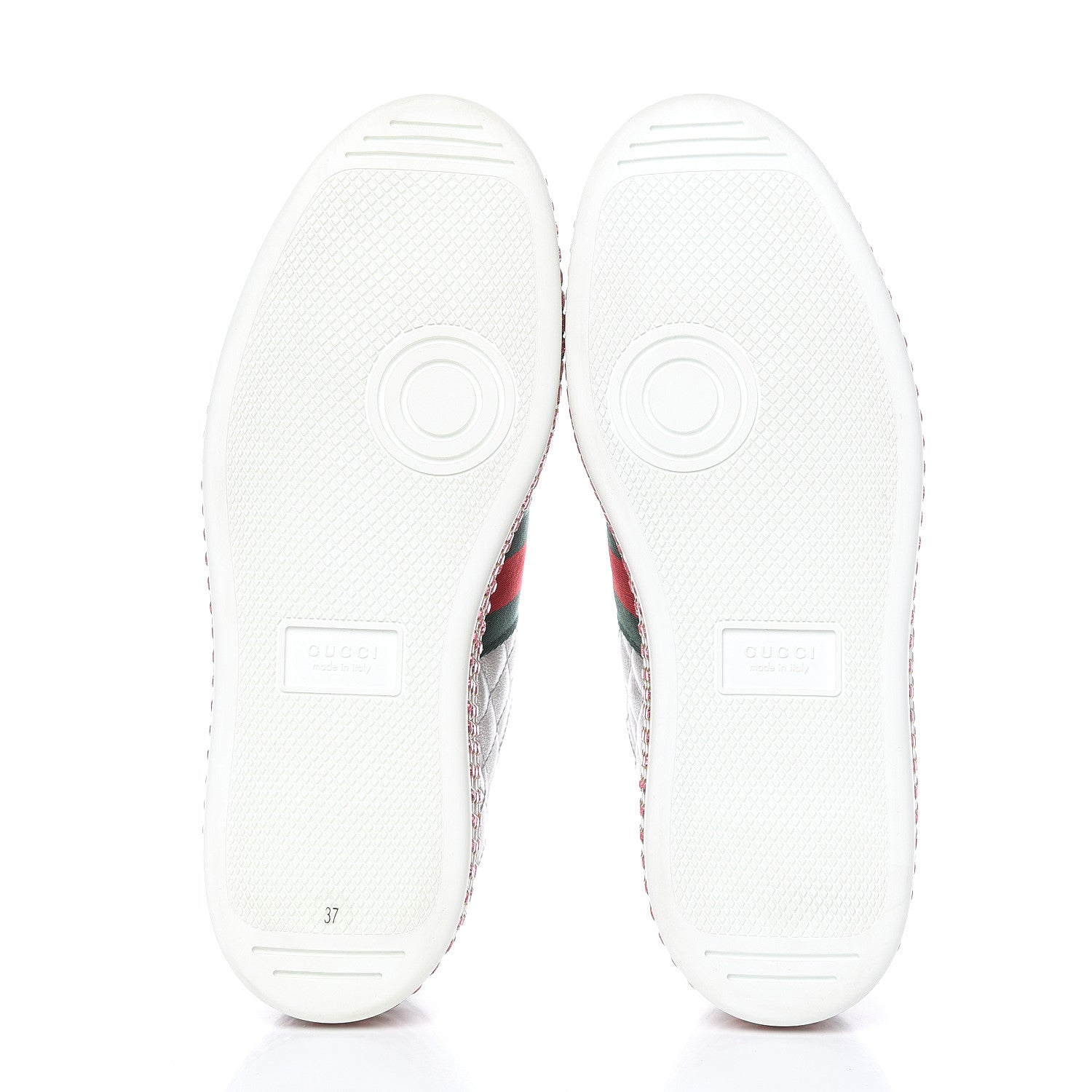 Gucci Laminated Nappa Crystal Web Bee Embroidered Trapuntata Womens Ace Platform Sneakers 37 Argento 5 of 9