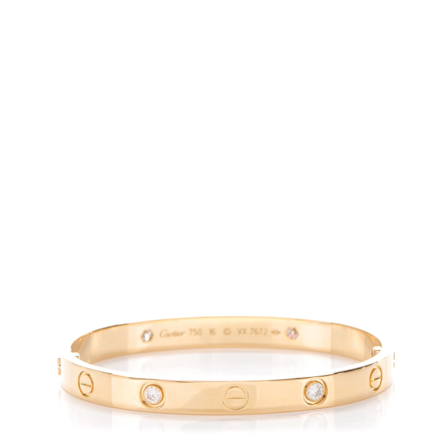 Cartier 18K Yellow Gold 4 Diamond LOVE Bracelet 16 1 of 6