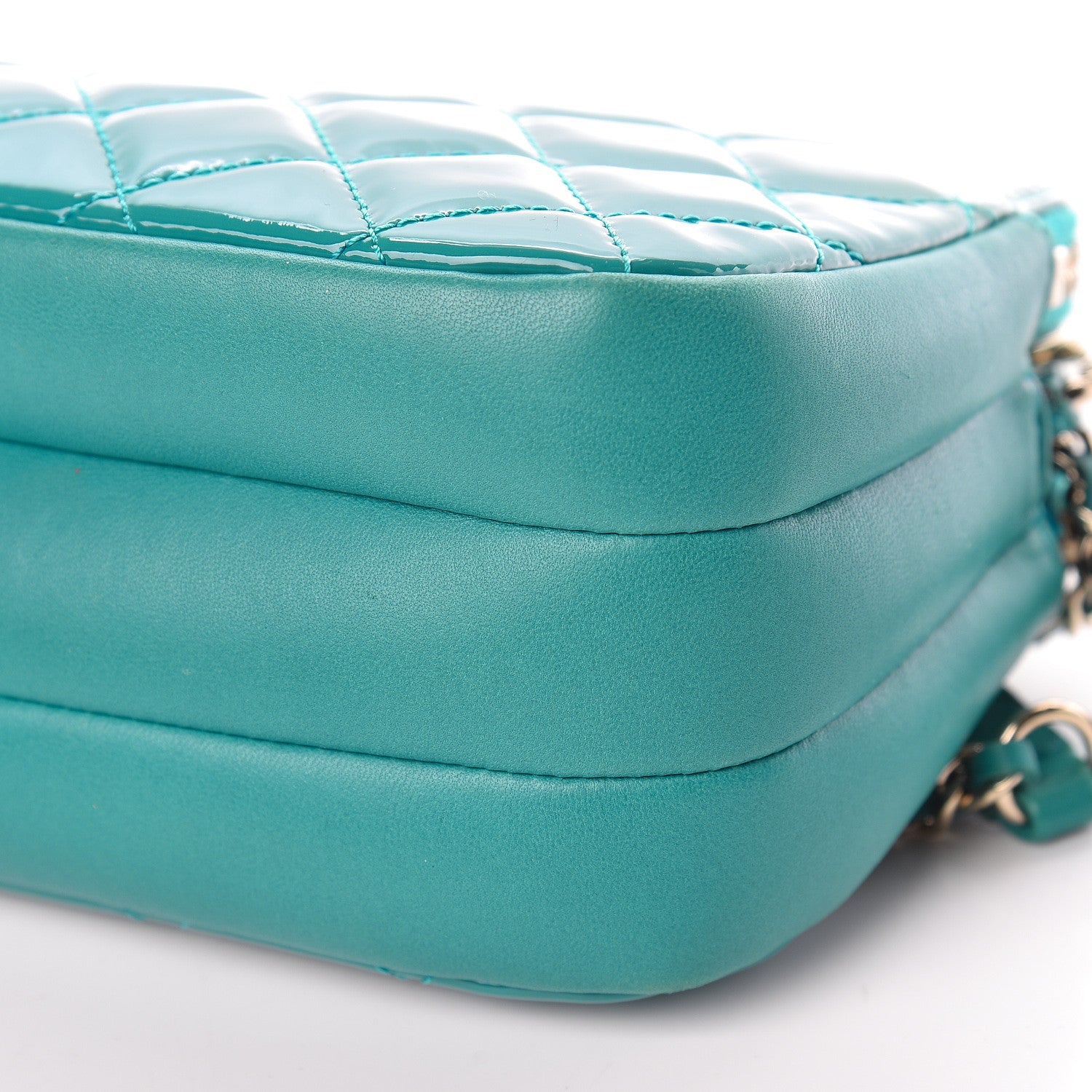 Chanel Patent Quilted Crown CC Double Zip Bag Blue 11 of 11
