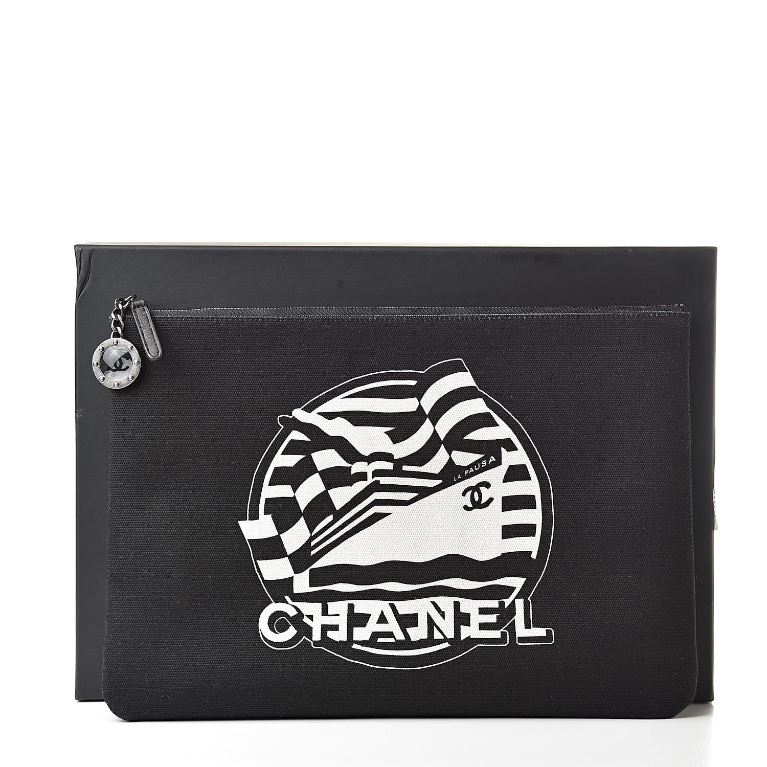 Chanel Canvas La Pausa Large Cosmetic Case Black 8 of 8