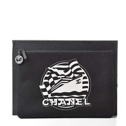 Chanel Canvas La Pausa Large Cosmetic Case Black 8 of 8