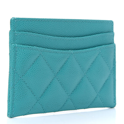 Chanel Caviar Quilted Card Holder Turquoise 3 of 10