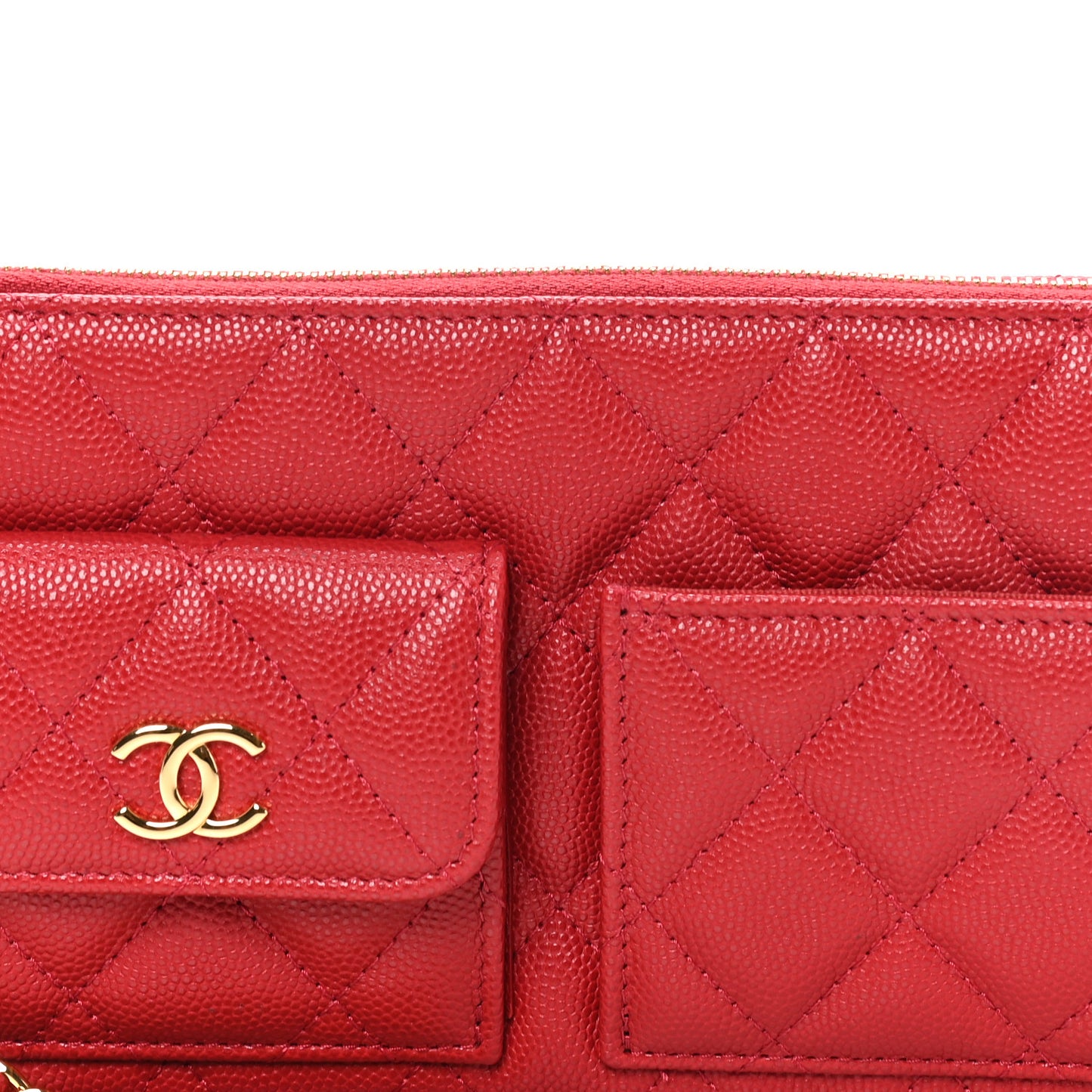 Caviar Quilted Polly Pocket Pouch Red