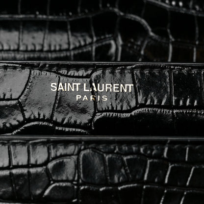 Saint Laurent Calfskin Crocodile Embossed Medium Monogram Sunset Black 9 of 16