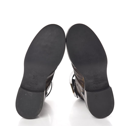 Louis Vuitton Calfskin Monogram Wonderland Flat Ranger Boots 38.5 Black 6 of 7