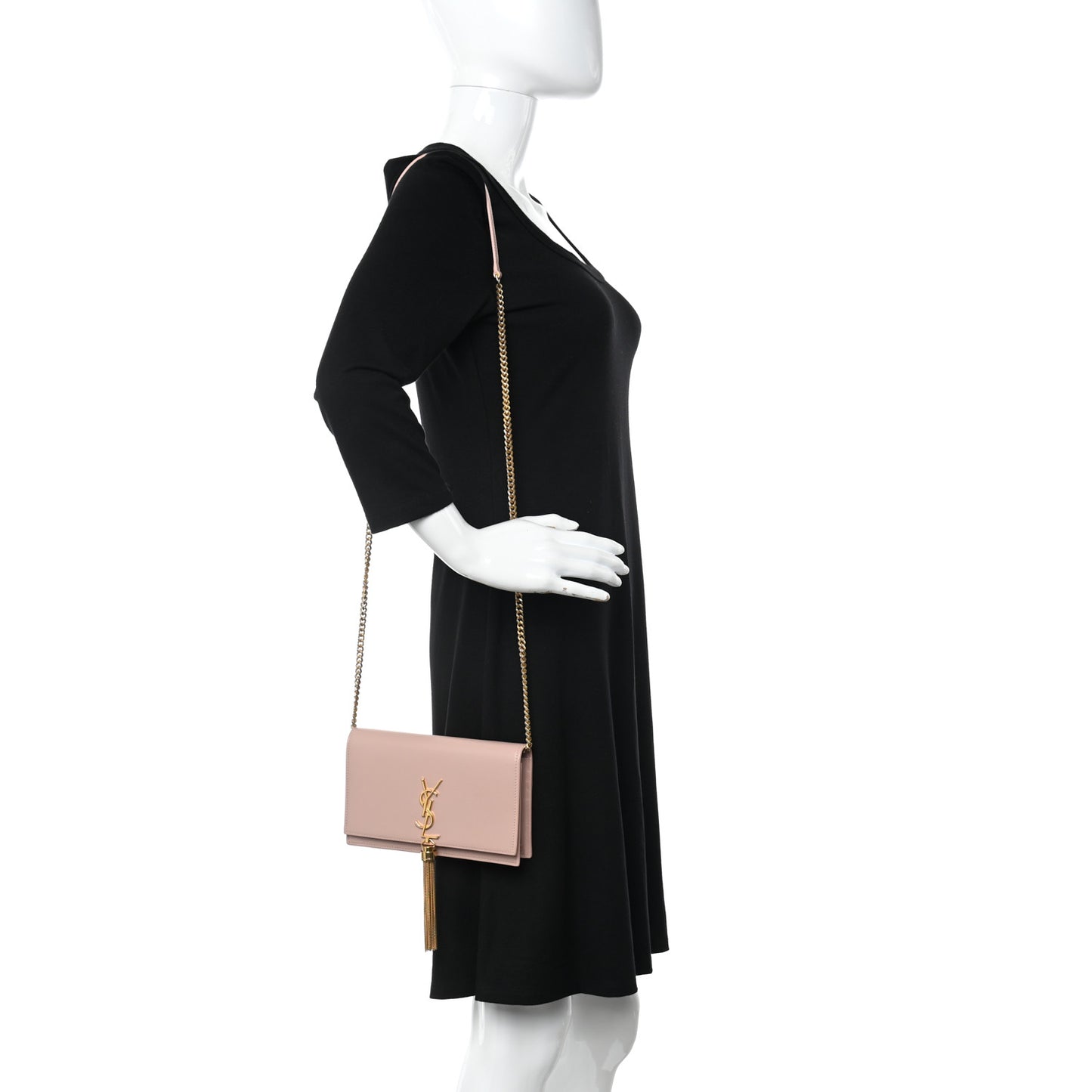 Smooth Calfskin Classic Monogram Kate Tassel Chain Wallet Pale Pink