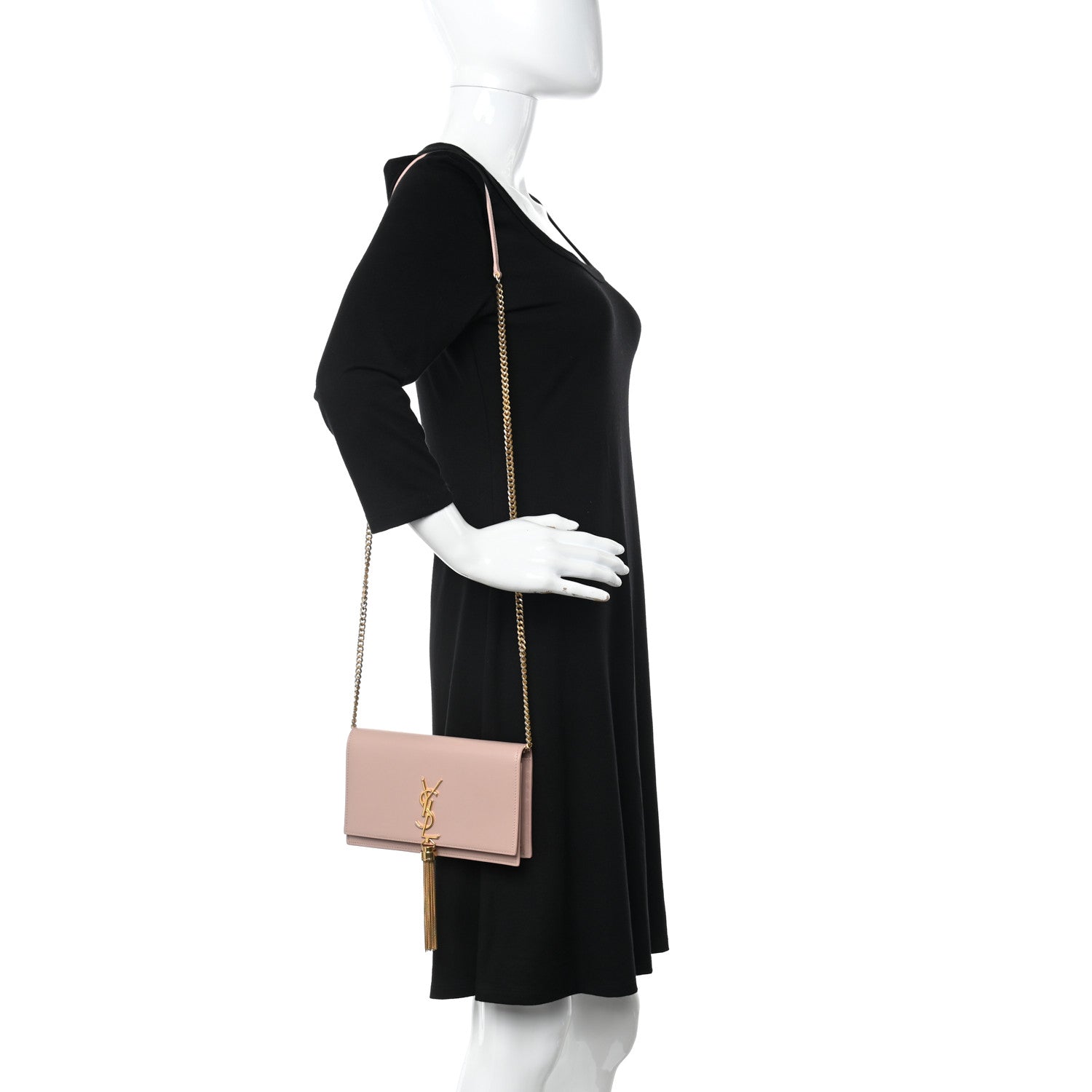 Saint Laurent Smooth Calfskin Classic Monogram Kate Tassel Chain Wallet Pale Pink 2 of 11