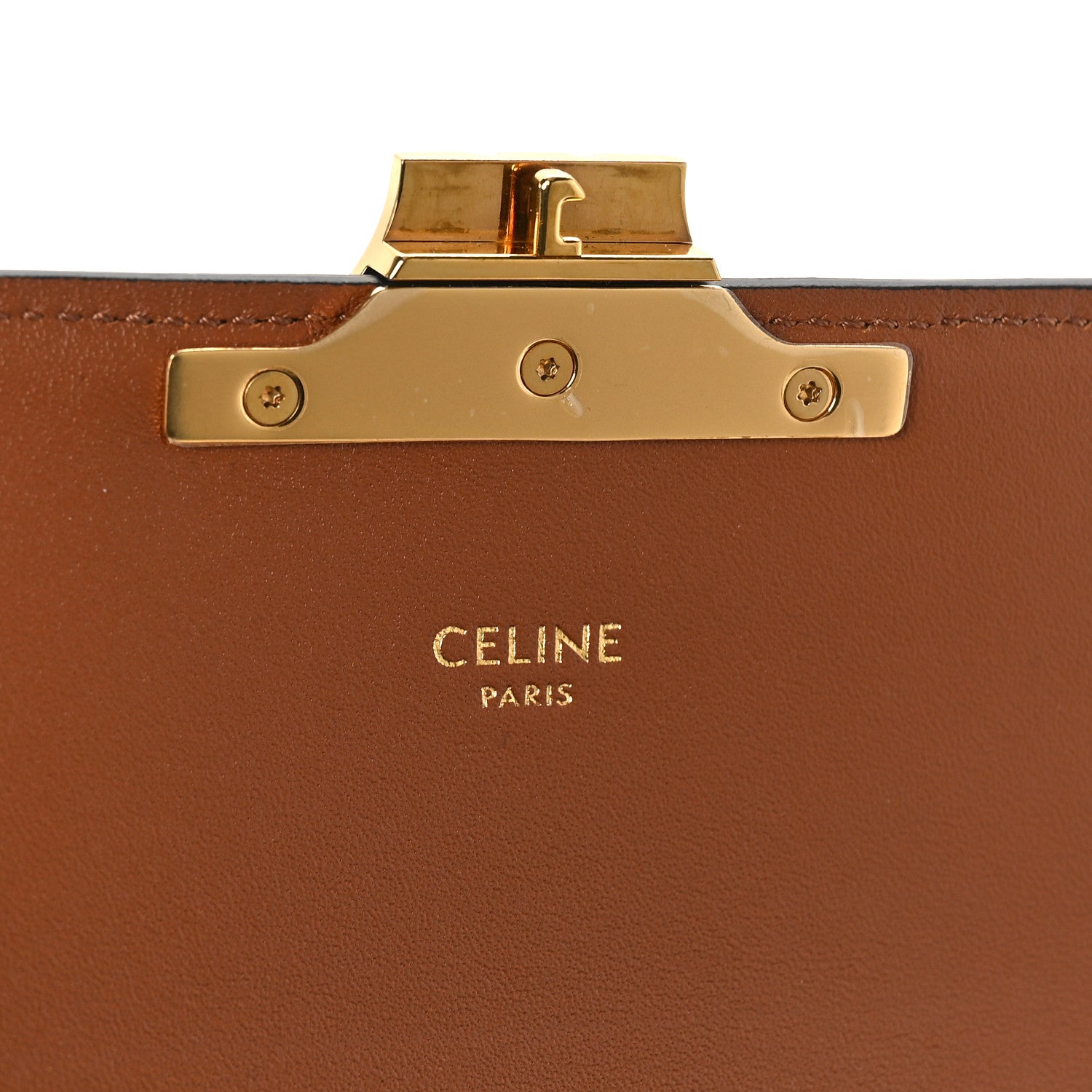 Celine Canvas Calfskin Triomphe Shoulder Bag Tan 6 of 8