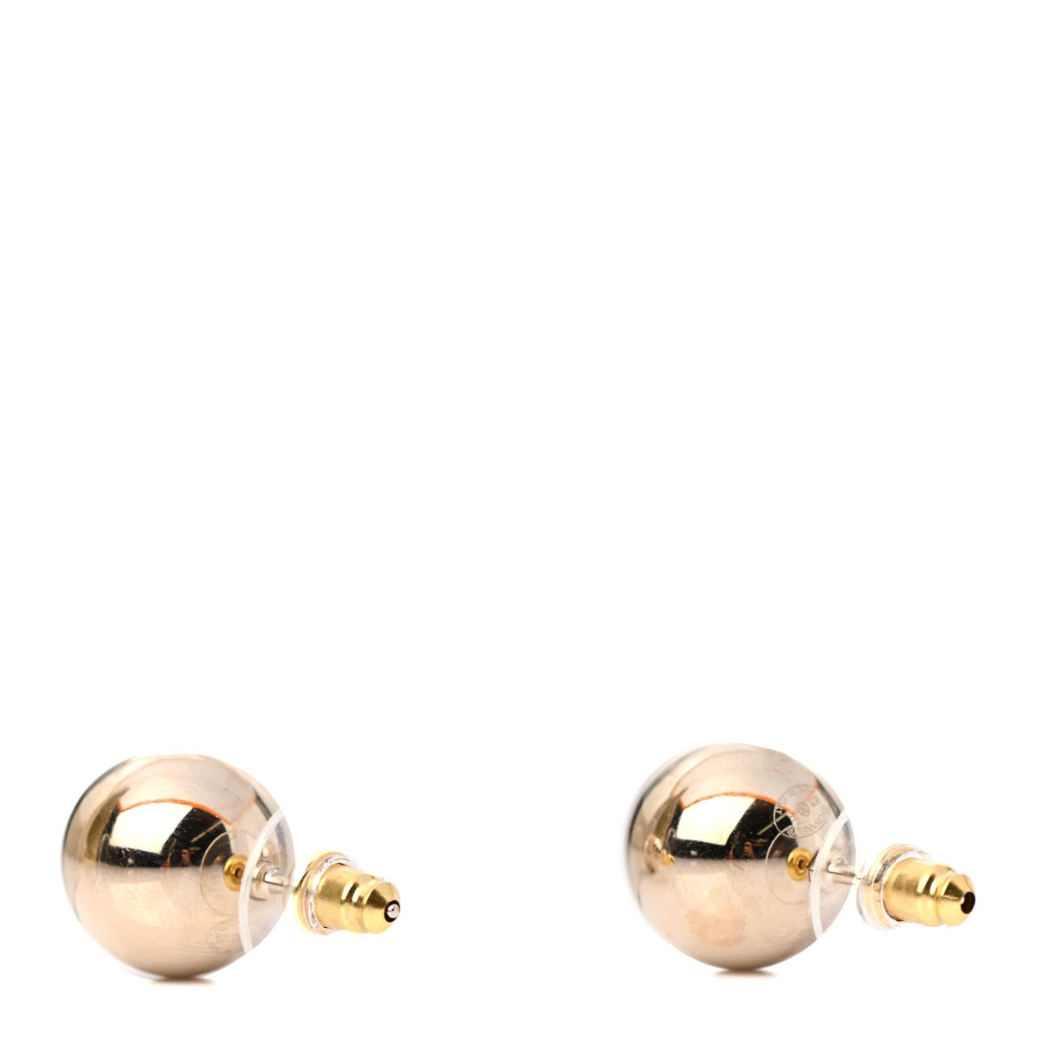 Chanel Metal Bead CC Stud Earrings Gold 3 of 4