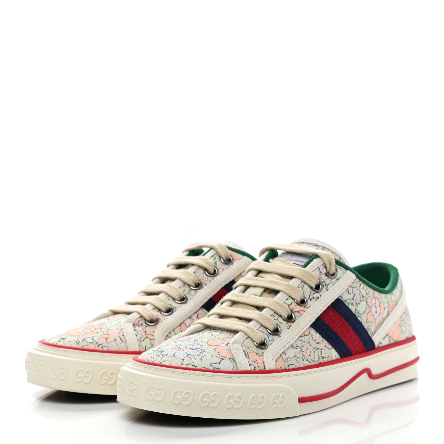Gucci X LIBERTY OF LONDON Canvas Web Tracy Print Womens 1977 Tennis Sneakers 36 Mint Peach Mystic White 3 of 9
