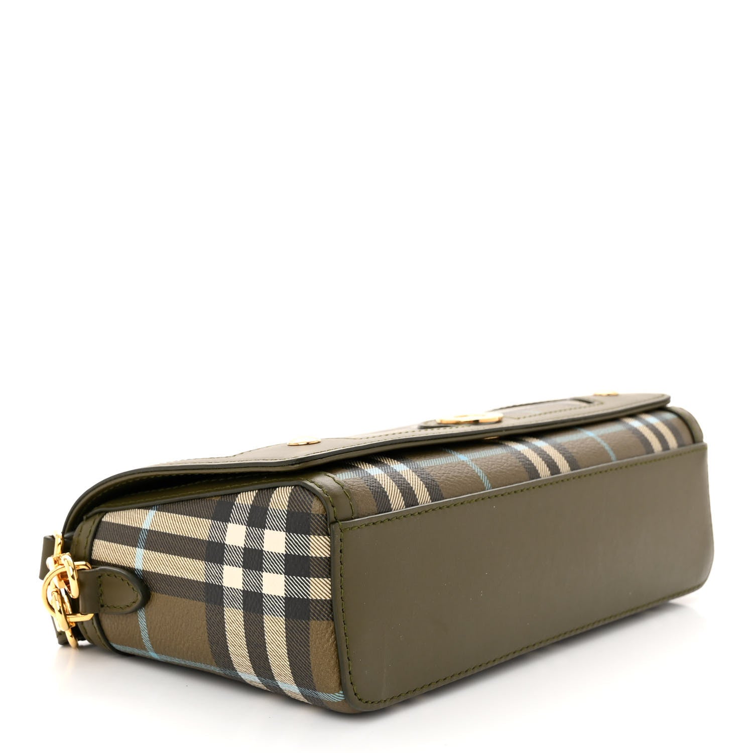 Burberry Coated Canvas Calfskin Vintage Check Note Top Handle Shoulder Bag Olive Green 4 of 10