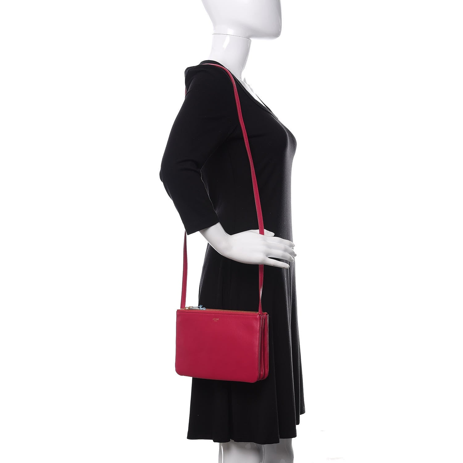 Celine Lambskin Small Trio Crossbody Bag Fuchsia 2 of 10
