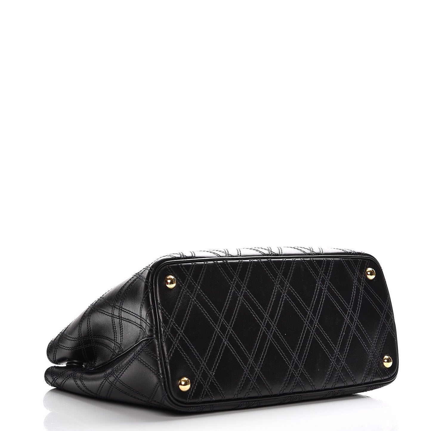 City Calf Quilted Large Double Bag Black