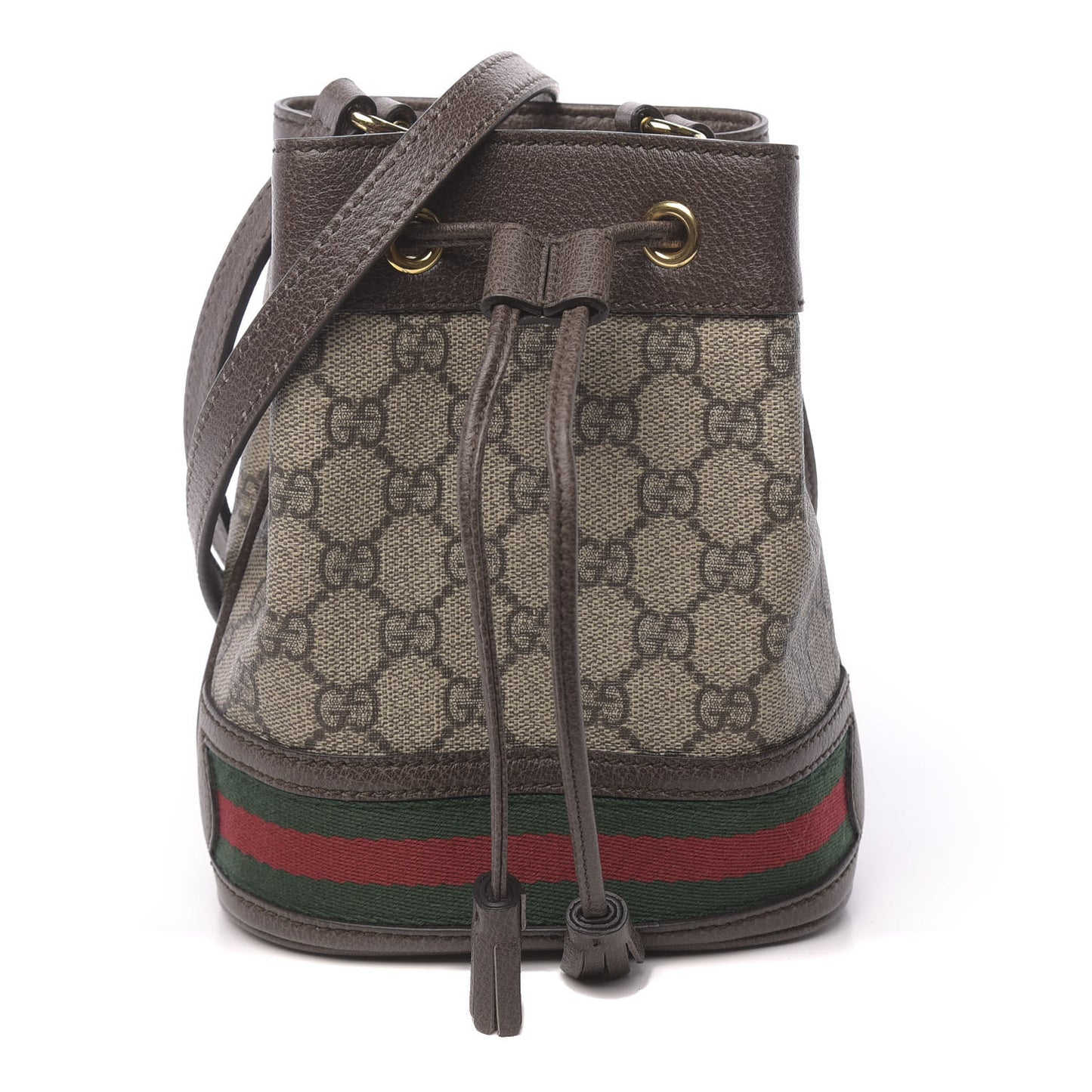 GG Supreme Monogram Web Mini Ophidia Bucket Bag Brown