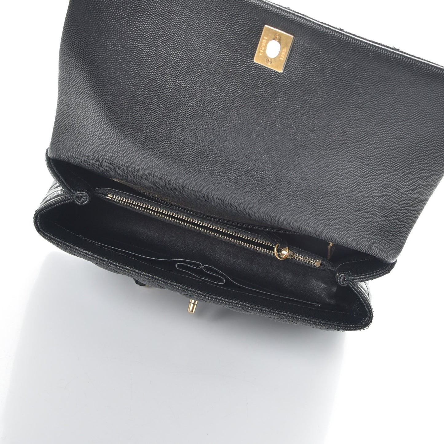 Caviar Lizard Quilted Small Coco Handle Flap Black