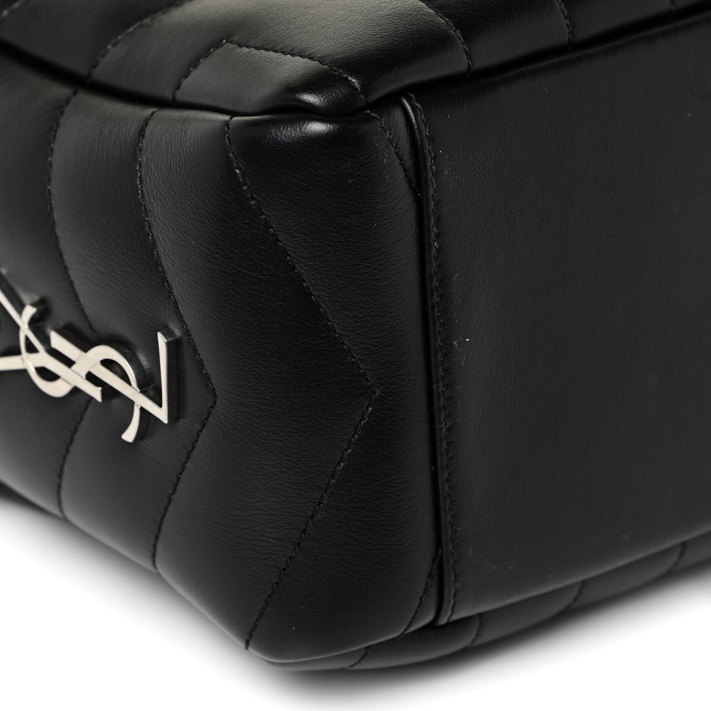 Calfskin Y Quilted Monogram Small Loulou Bowling Bag Black