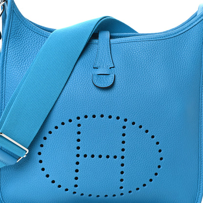 Hermes Taurillon Clemence Evelyne III PM Bleu Frida 7 of 9