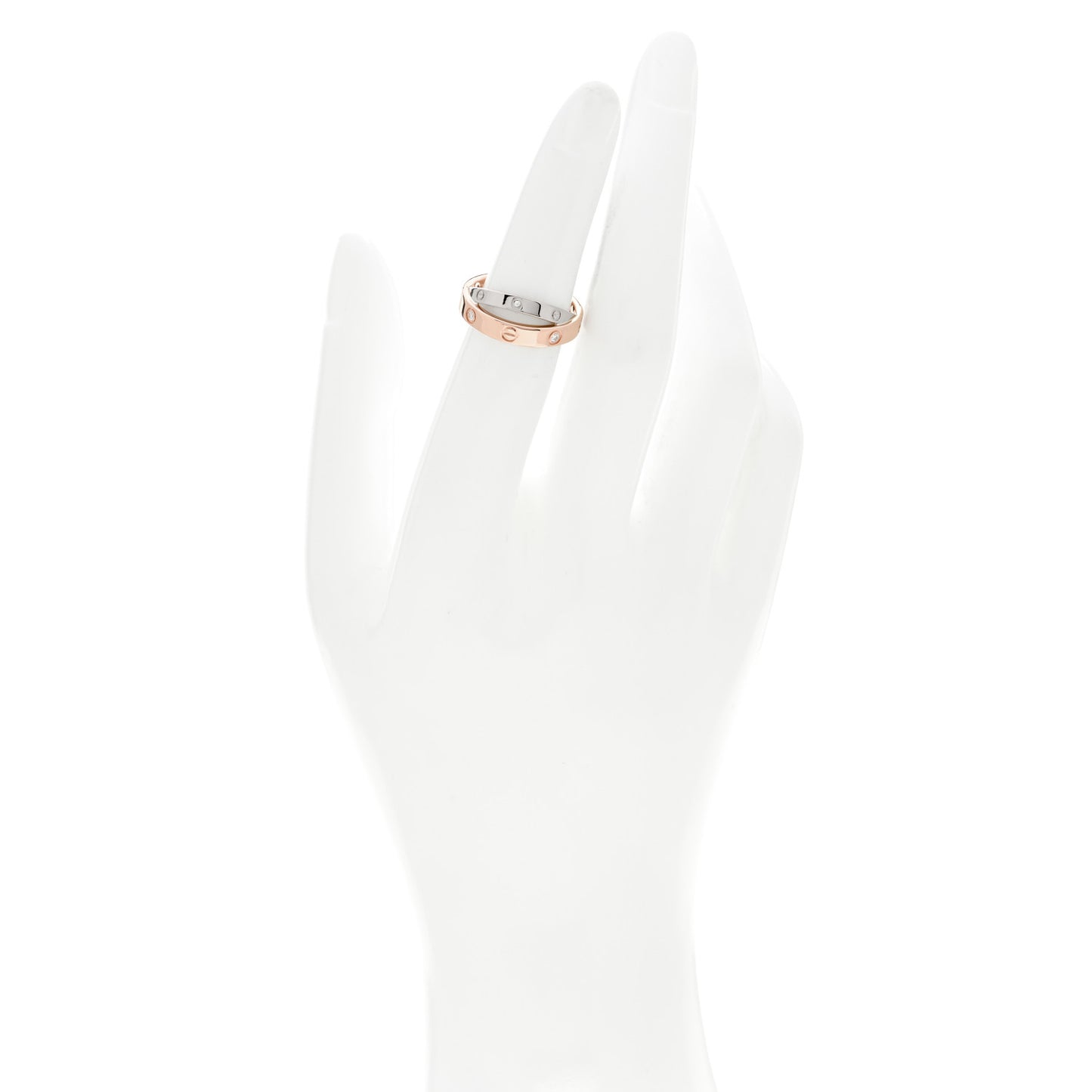 18K Pink White Gold 6 Diamonds LOVE Ring 48 4.5