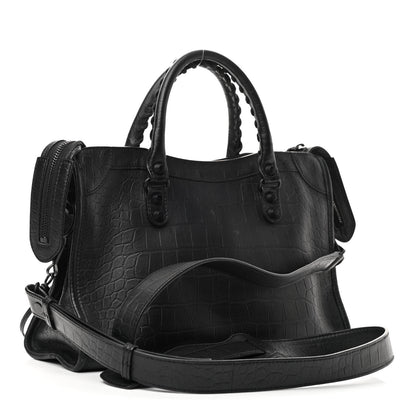 Balenciaga Matte Supple Lambskin Crocodile Embossed Classic Black Hardware S City Black 3 of 11