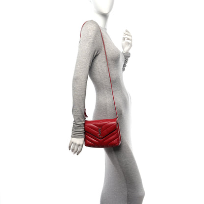 Saint Laurent Calfskin Y Quilted Monogram Toy Loulou Crossbody Bag Rouge Eros 3 of 10