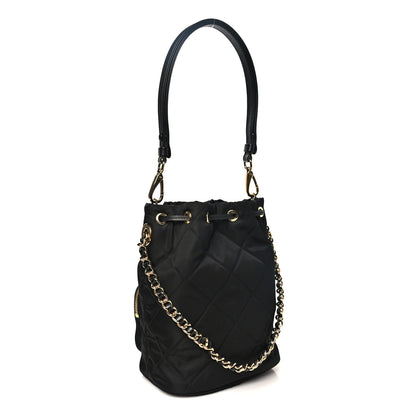 Prada Re-Nylon Saffiano Stitched Re-Edition 1995 Chaine Drawstring Bucket Bag Black 3 of 10
