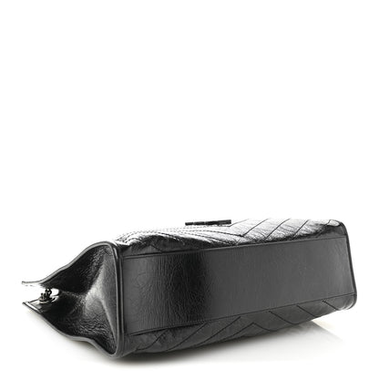 Saint Laurent Crinkled Calfskin Matelasse Monogram Large Niki Shopper Tote Black 4 of 10
